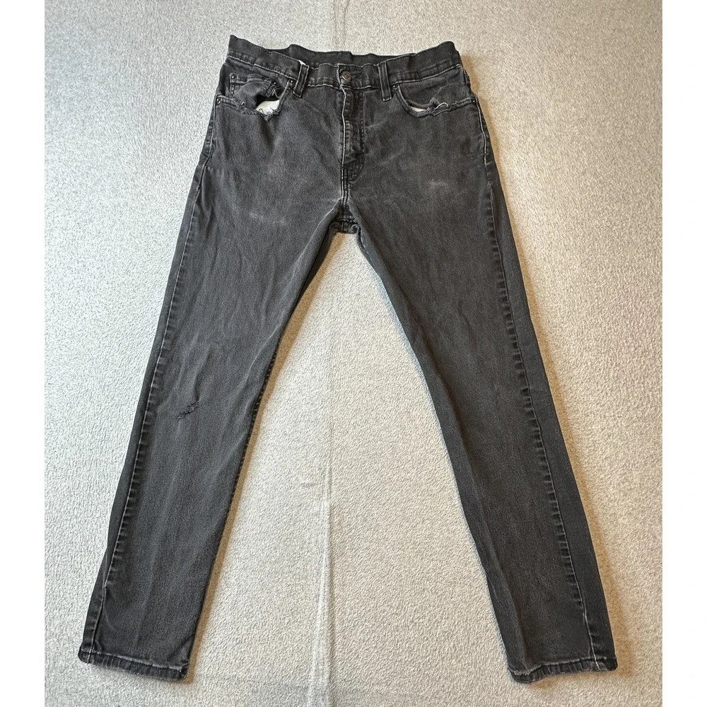 Levi's 512 Jeans Mens 31x29 Black Slim Taper Stretch Distressed‎ PC9 28833-0787